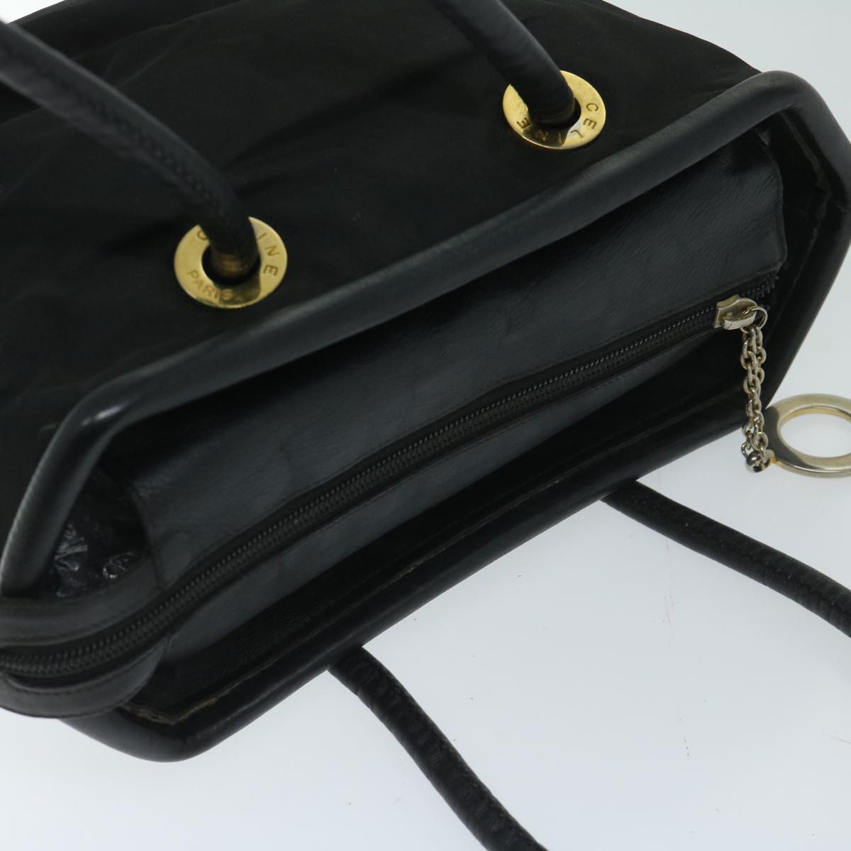 CELINE Hand Bag Nylon Black Auth bs12635