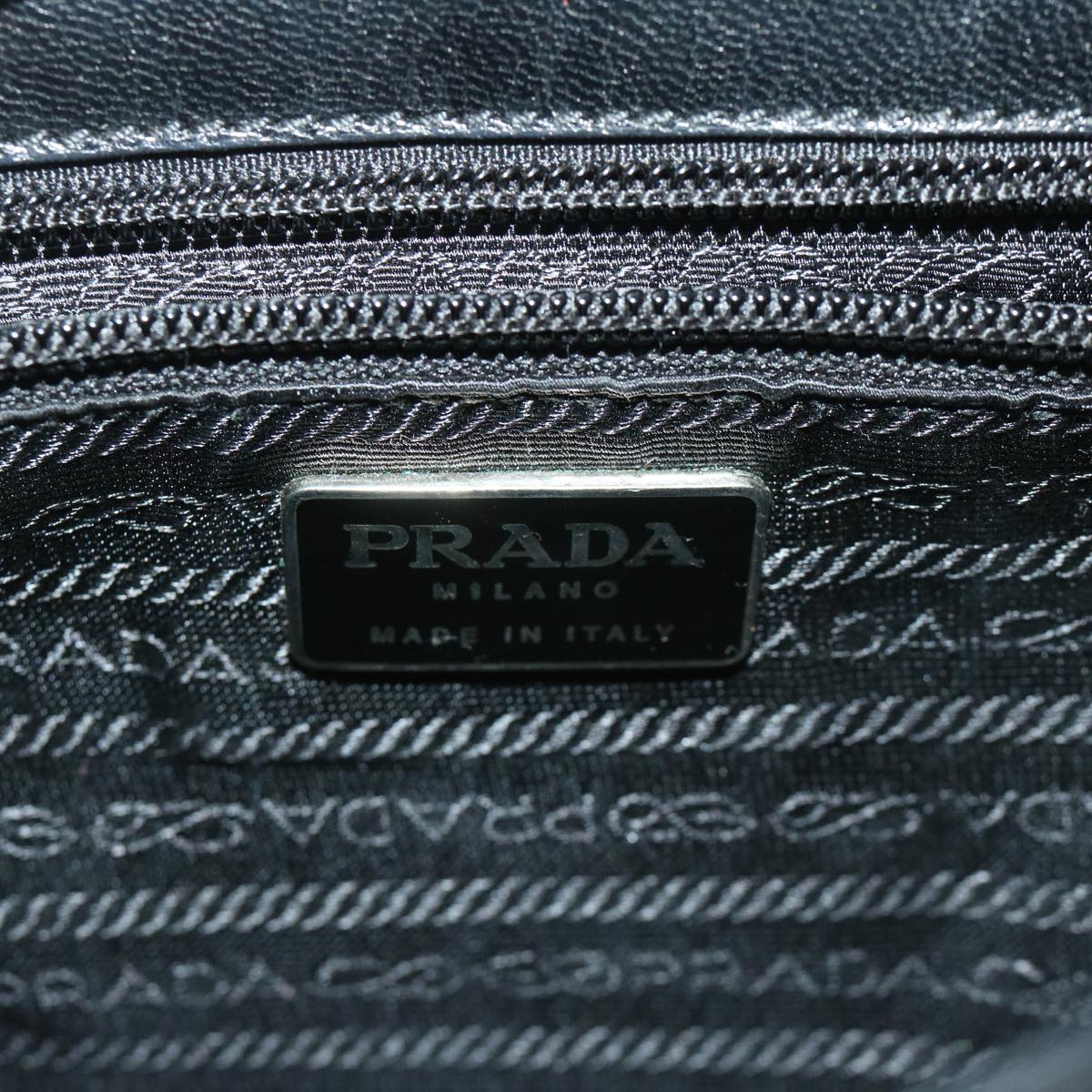 PRADA Hand Bag Leather Black Auth bs12636