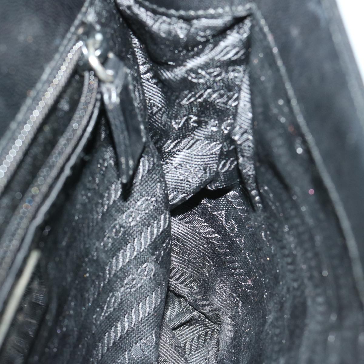 PRADA Hand Bag Leather Black Auth bs12636
