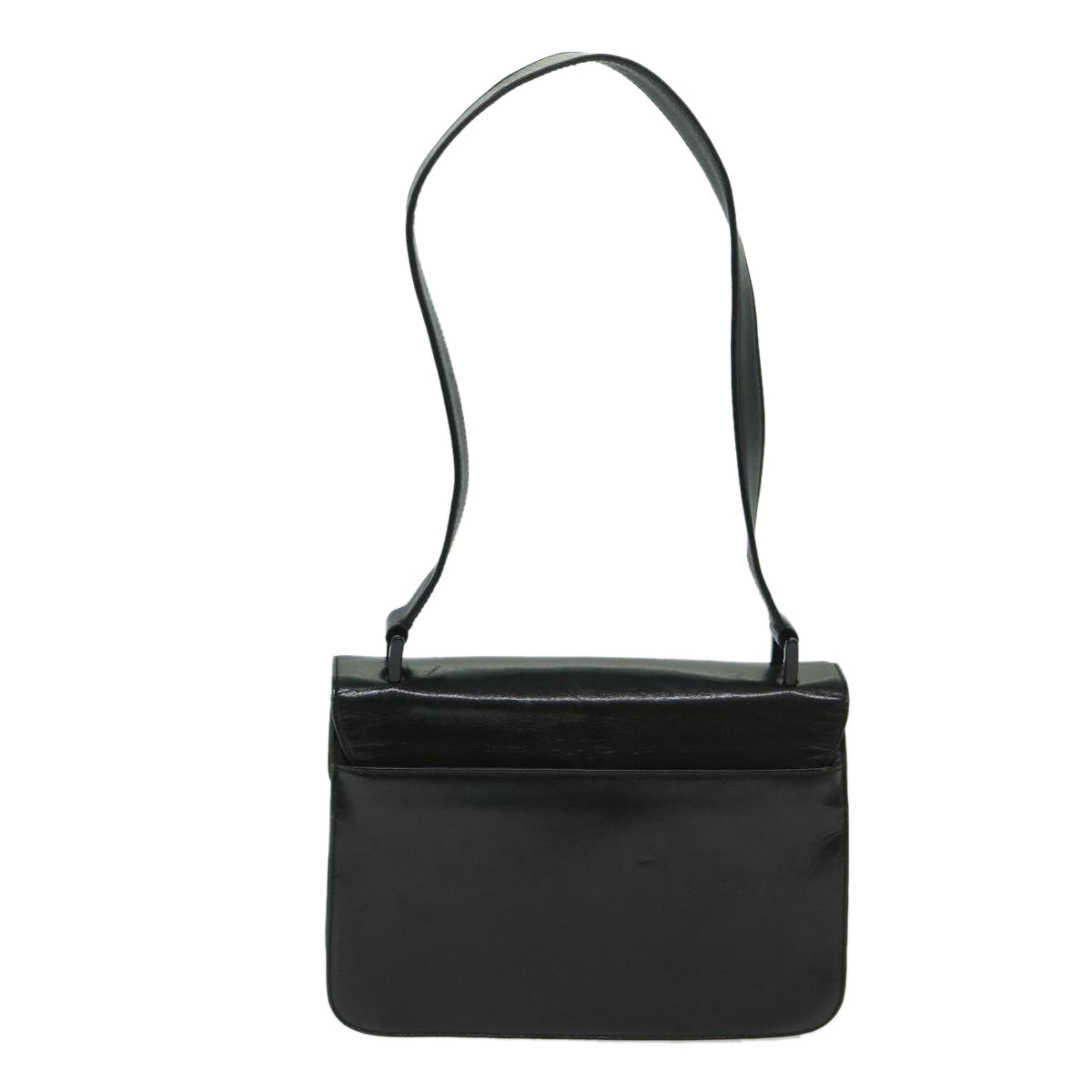 PRADA Hand Bag Leather Black Auth bs12636