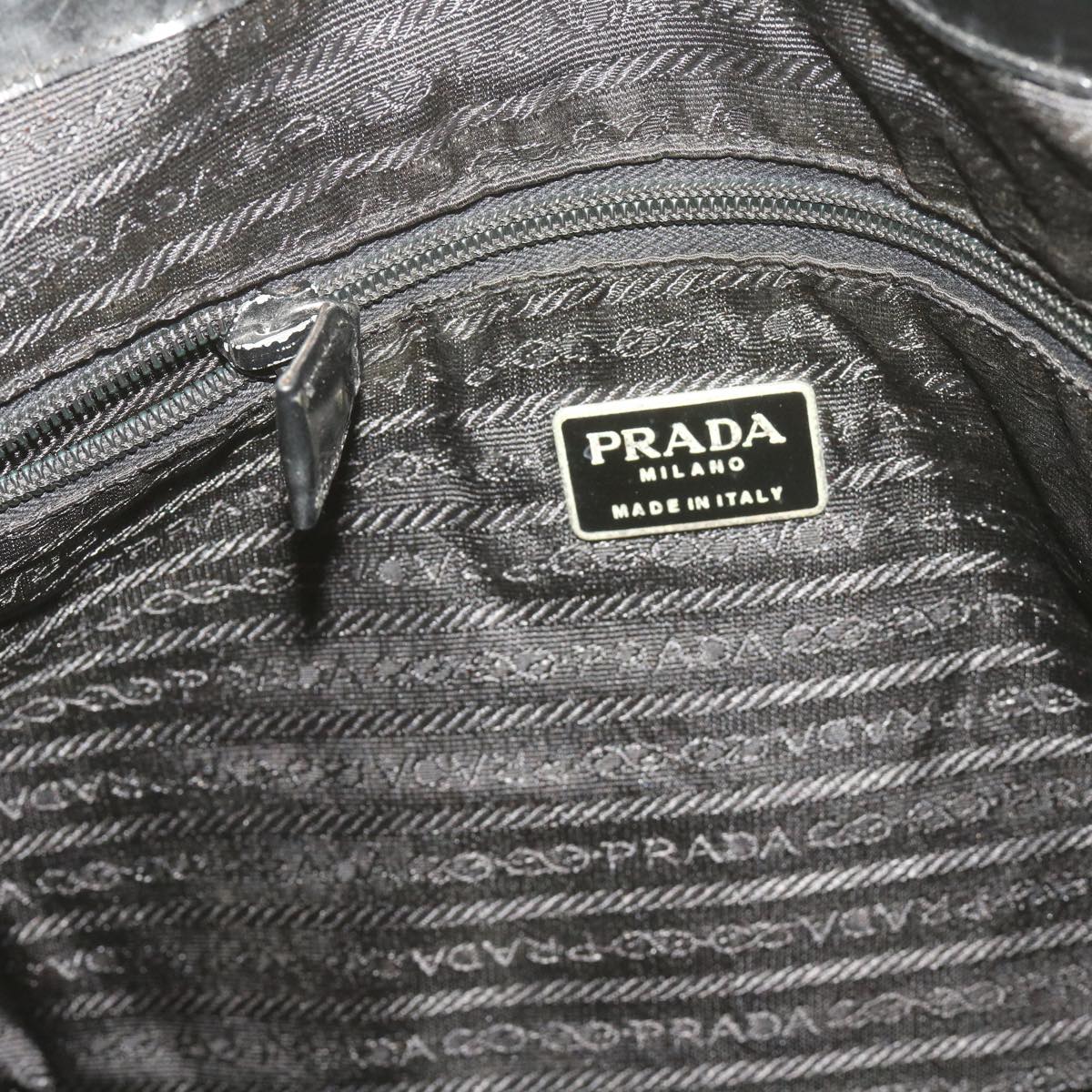 PRADA Hand Bag Nylon Leather Black Auth bs12637