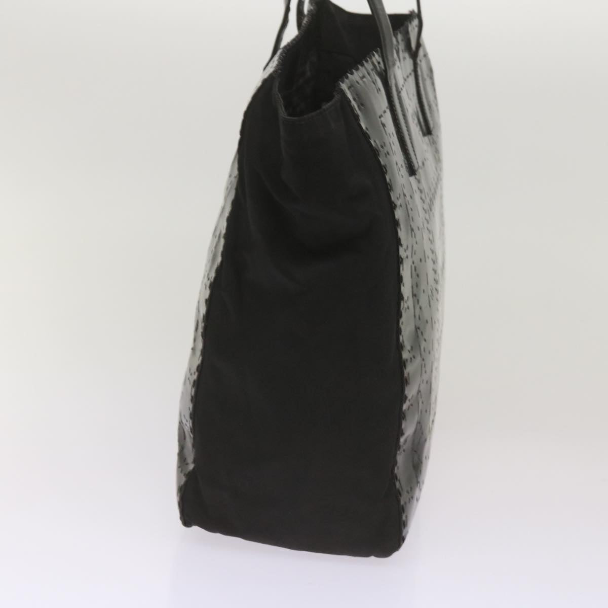 PRADA Hand Bag Nylon Leather Black Auth bs12637
