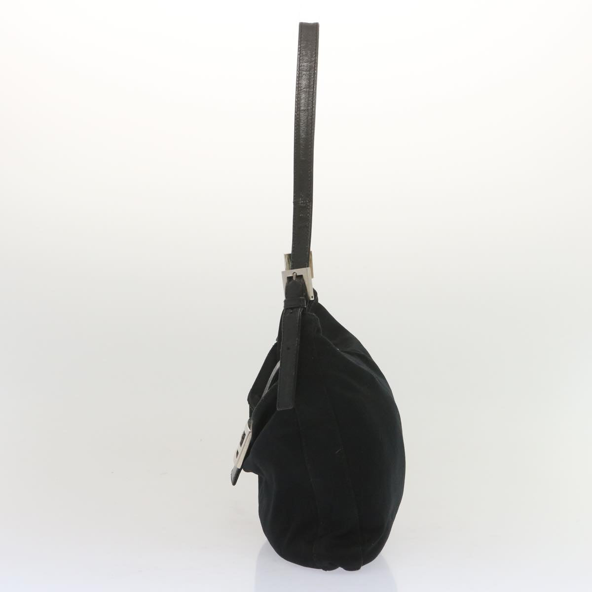 FENDI Mamma Baguette Shoulder Bag Nylon Black Auth bs12642