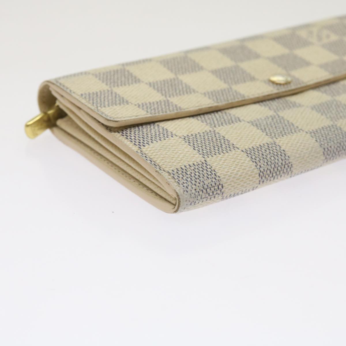 LOUIS VUITTON Damier Azur Portefeuille Sarah Long Wallet N63208 LV Auth bs12648