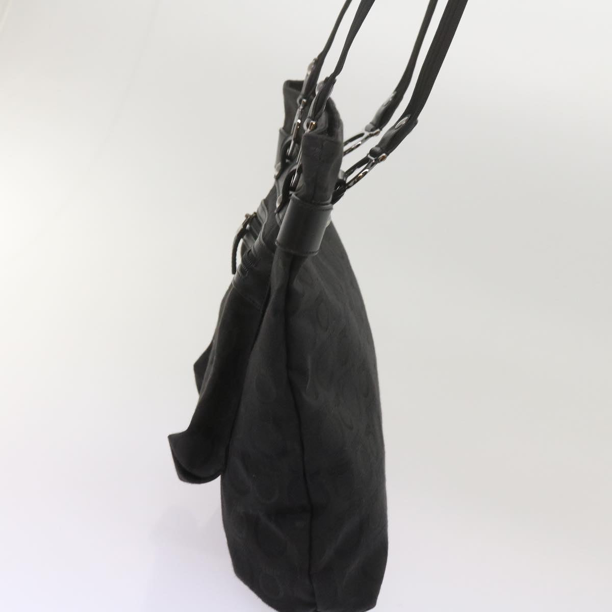 Salvatore Ferragamo Gancini Shoulder Bag Canvas Black Auth bs12704