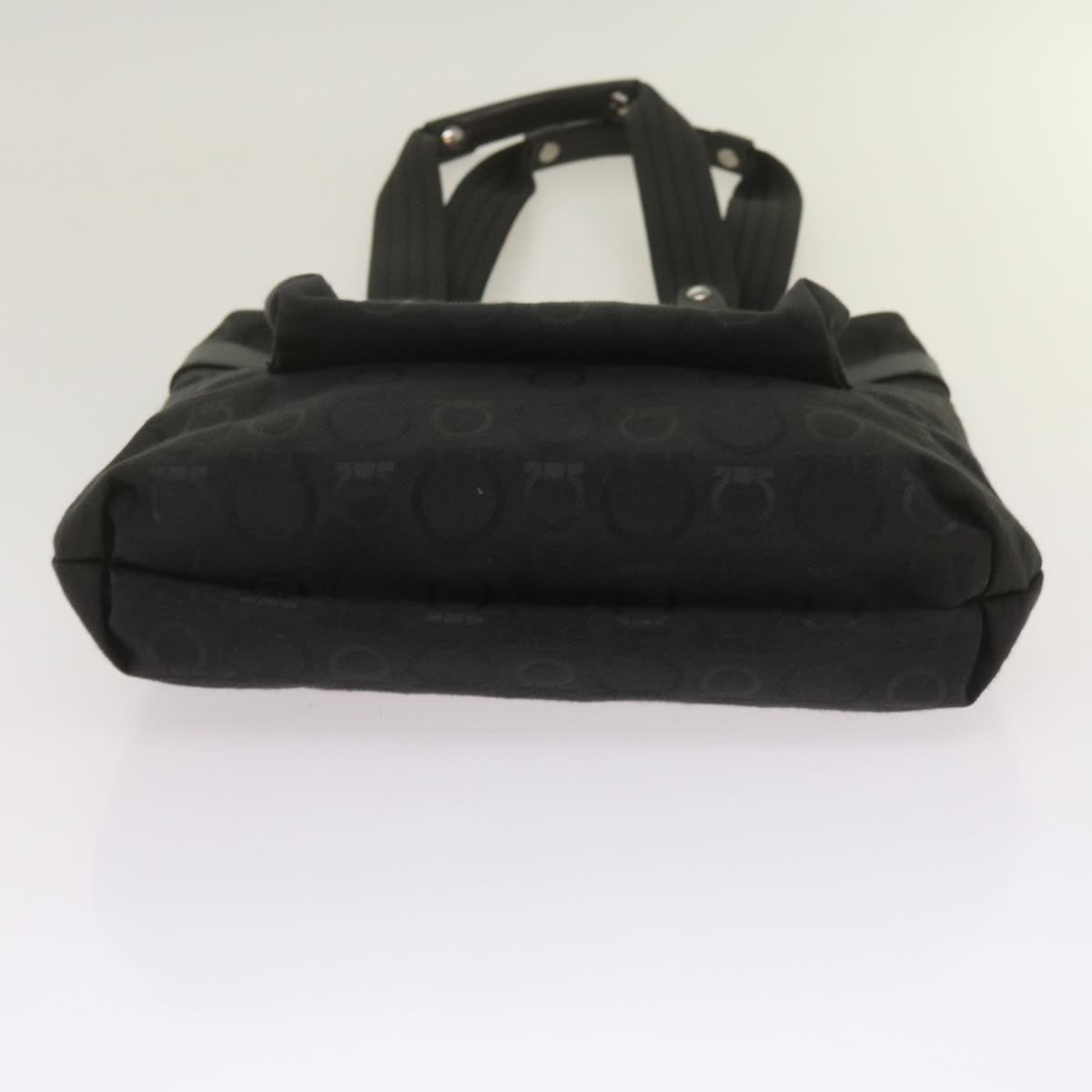 Salvatore Ferragamo Gancini Shoulder Bag Canvas Black Auth bs12704