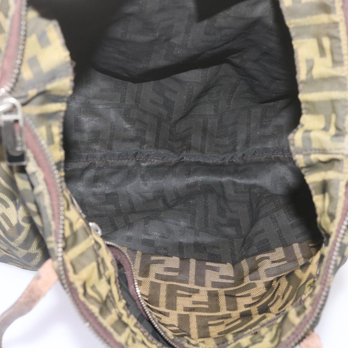 FENDI Zucca Canvas Tote Bag Black Brown Auth bs12707