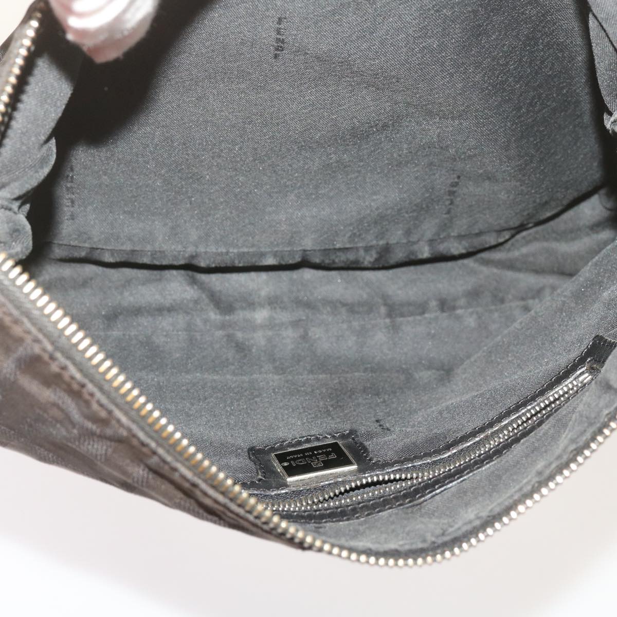 FENDI Zucchino Canvas Hand Bag Black Auth bs12710