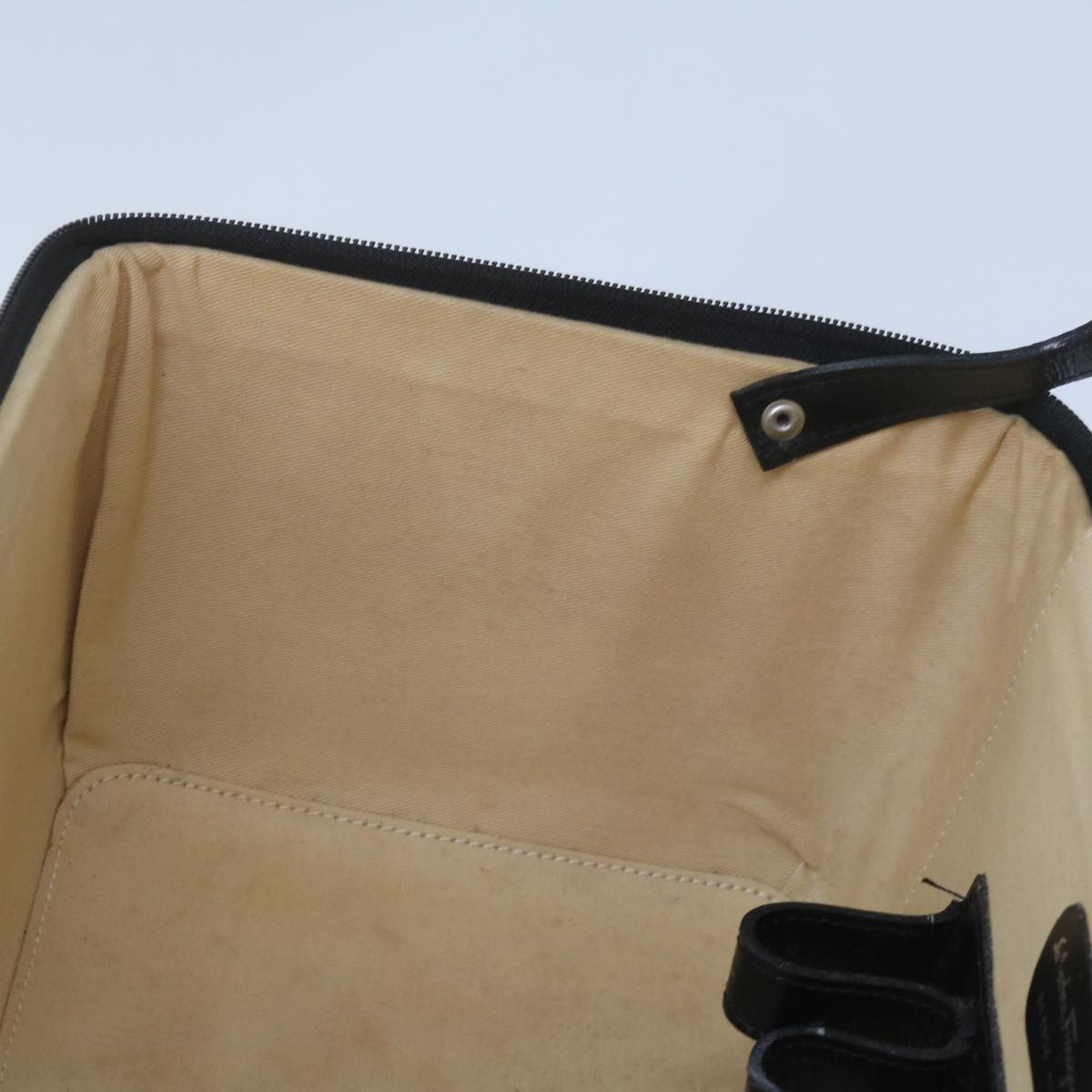 Salvatore Ferragamo Vanity Hand Bag PVC Black Auth bs12713