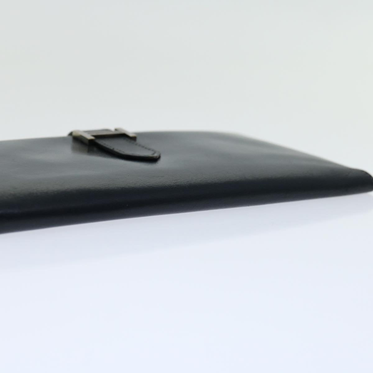 HERMES Long Wallet Leather Black Auth bs12726