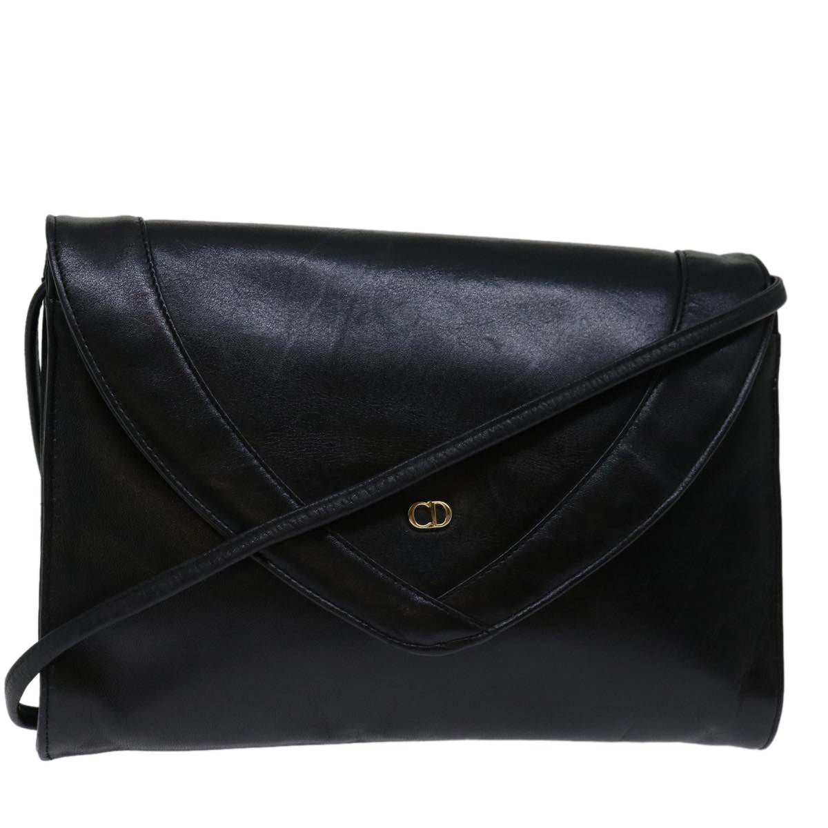 Christian Dior Shoulder Bag Leather Black Auth bs12729