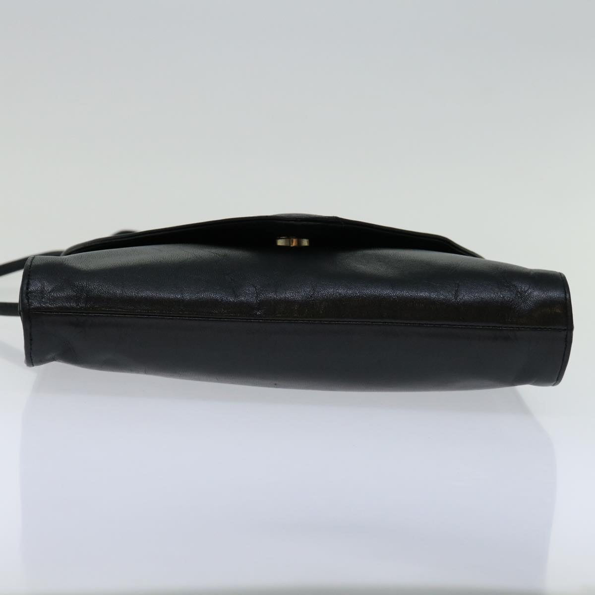 Christian Dior Shoulder Bag Leather Black Auth bs12729