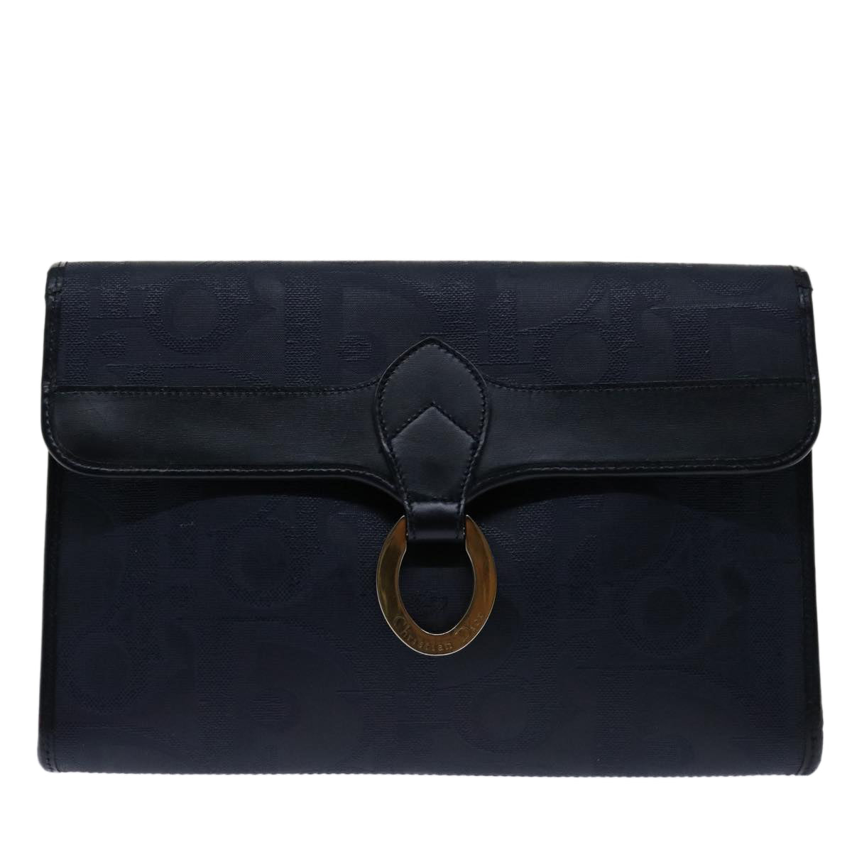 Christian Dior Shoulder Bag Leather Navy Auth bs12730 - 0