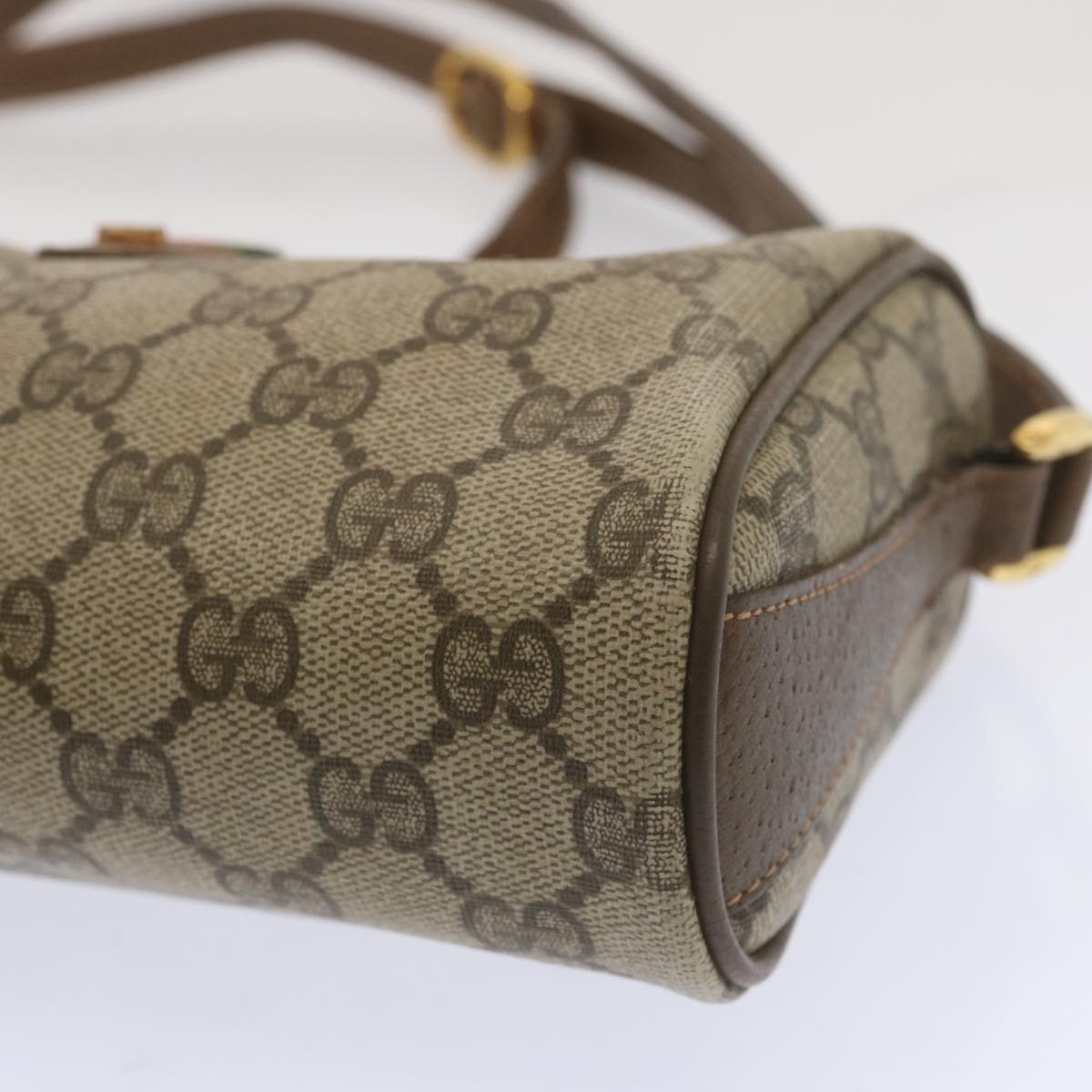 GUCCI GG Canvas Web Sherry Line Shoulder Bag Beige Green 89 02 018 Auth bs12742