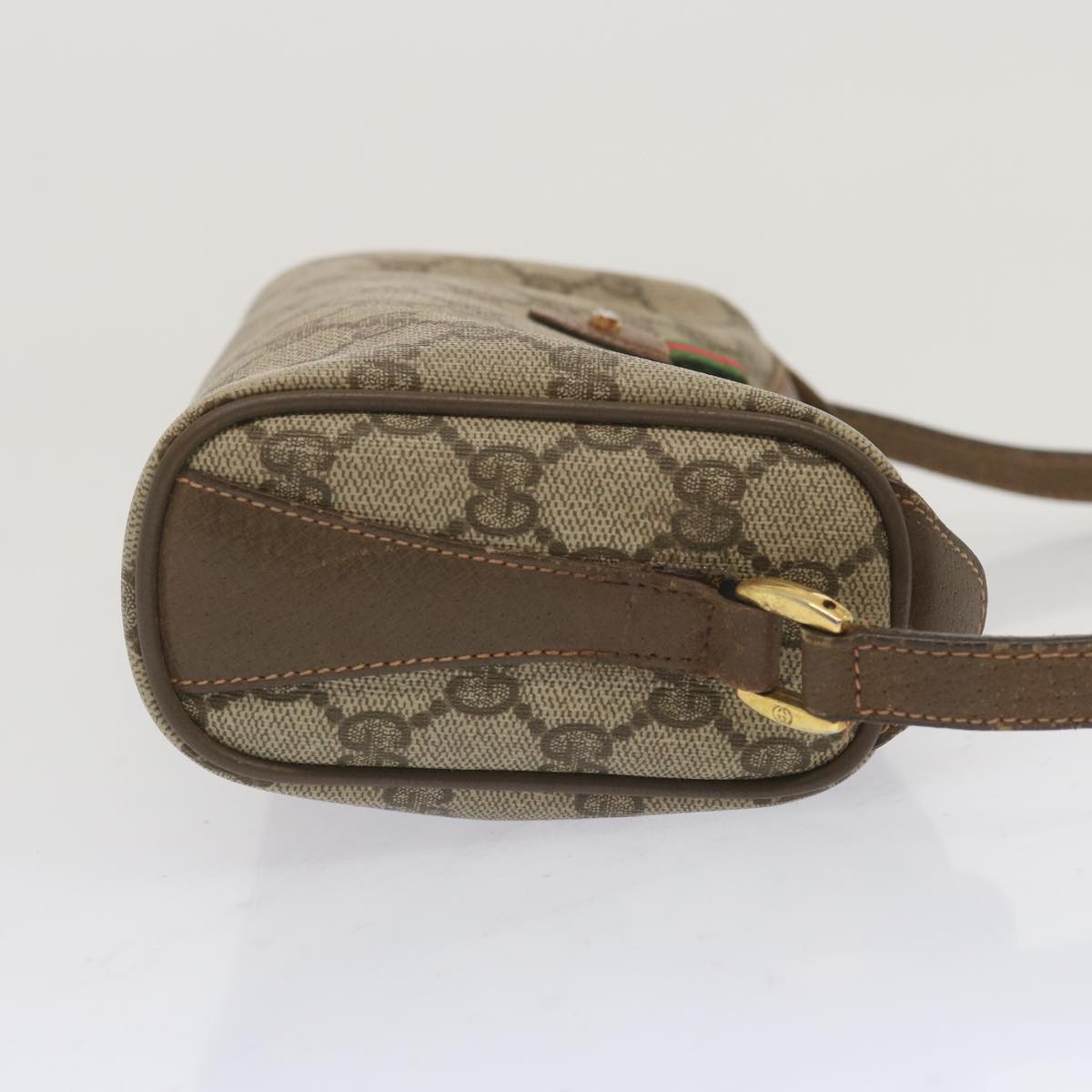 GUCCI GG Canvas Web Sherry Line Shoulder Bag Beige Green 89 02 018 Auth bs12742