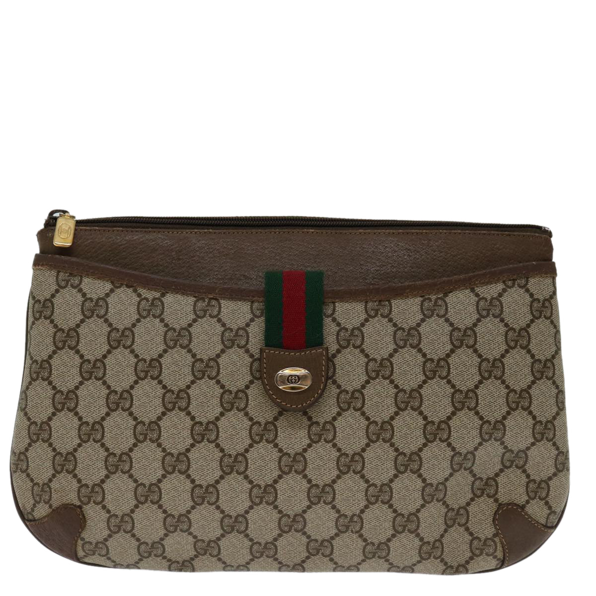 GUCCI GG Supreme Web Sherry Line Shoulder Bag PVC Beige 904 02 026 Auth bs12743 - 0