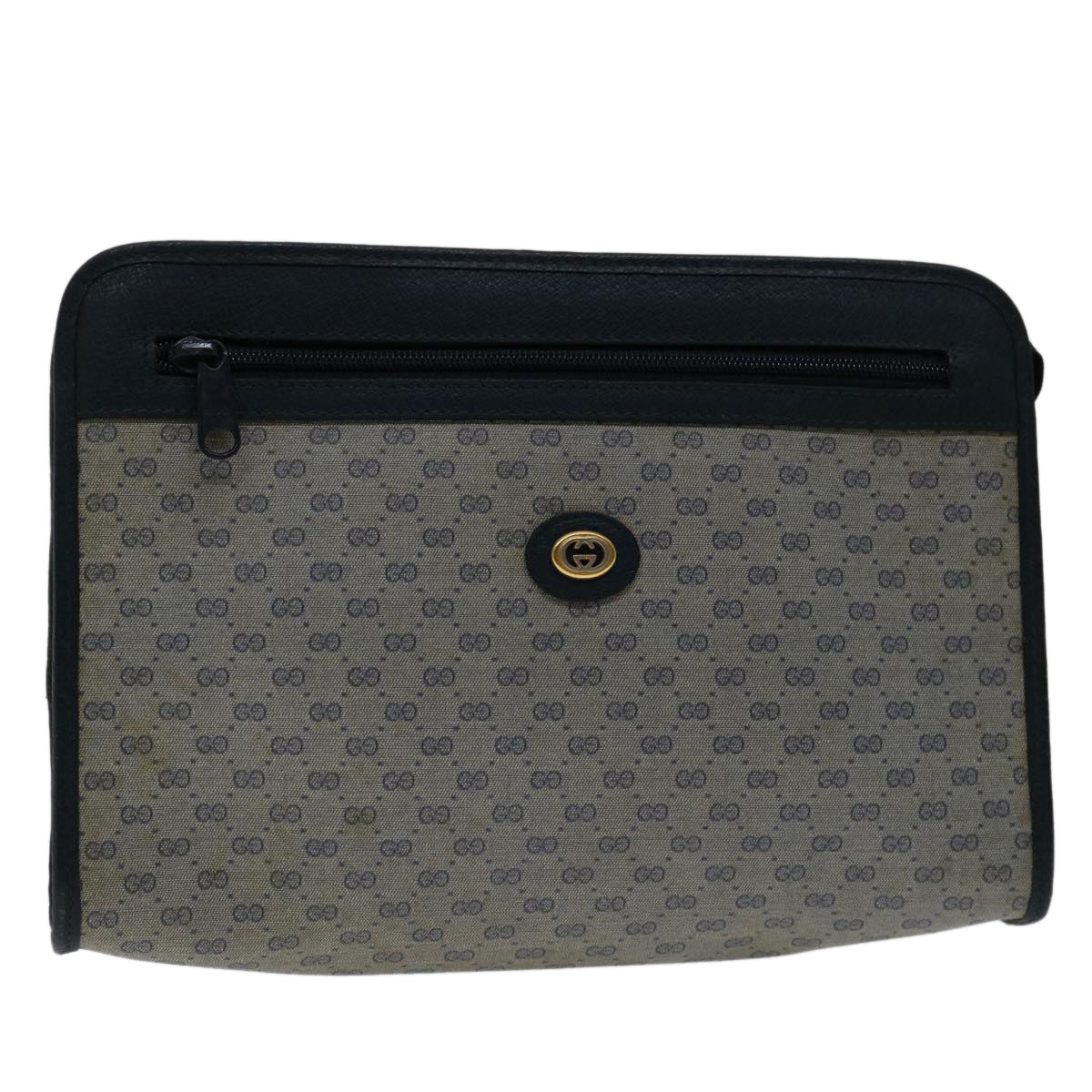 GUCCI Micro GG Supreme Clutch Bag PVC Leather Navy 97 01 037 Auth bs12751
