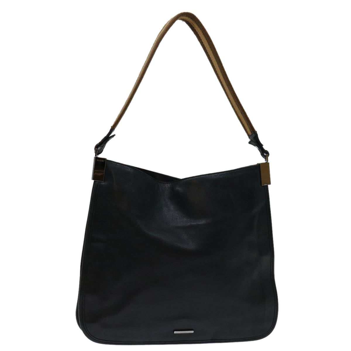 GUCCI Sherry Line Shoulder Bag Leather Black Beige Brown 001 4321 Auth bs12752
