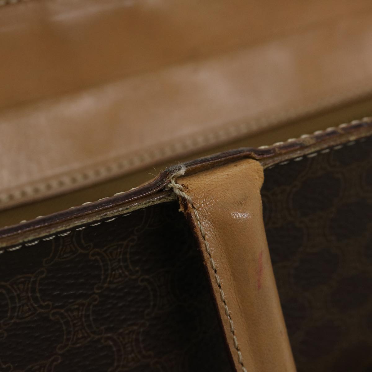 CELINE Macadam Canvas Hand Bag PVC Brown Auth bs12759
