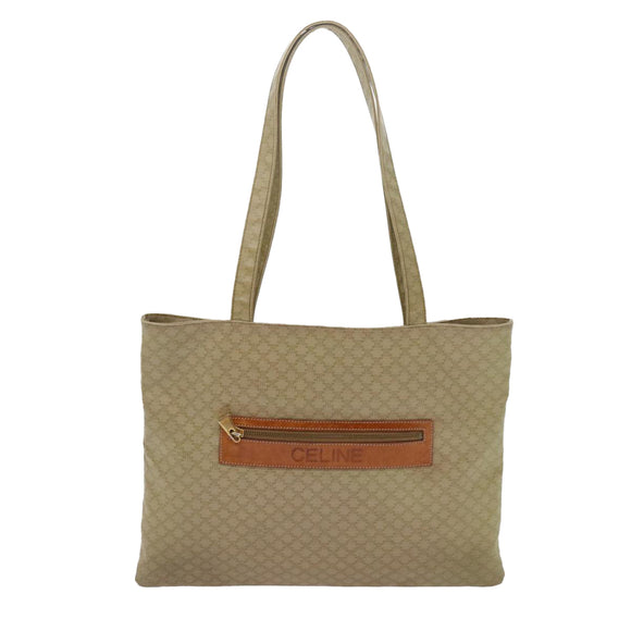 CELINE Macadam Canvas Tote Bag Beige Auth bs12760