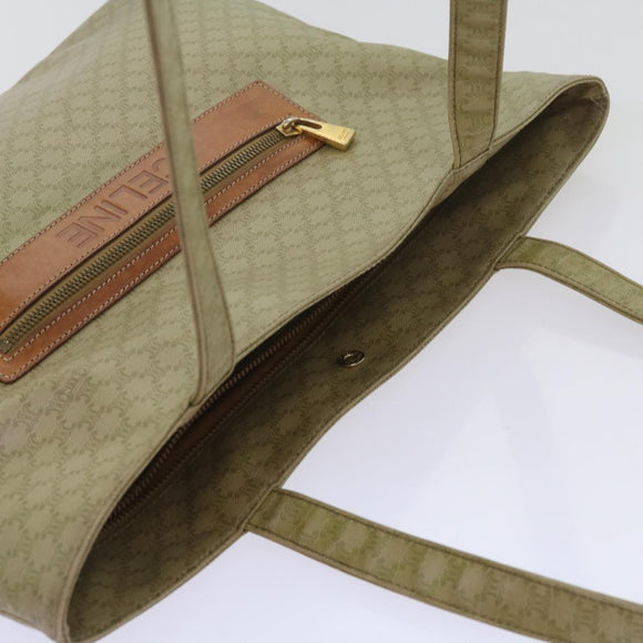 CELINE Macadam Canvas Tote Bag Beige Auth bs12760