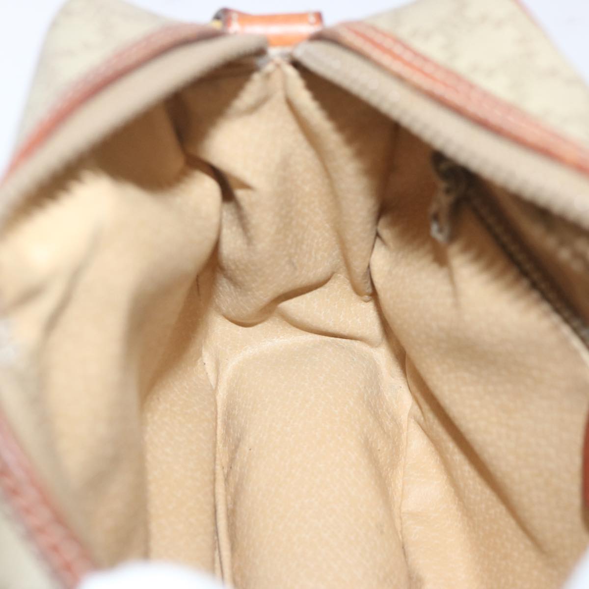 CELINE Macadam Canvas Shoulder Bag Beige Auth bs12764