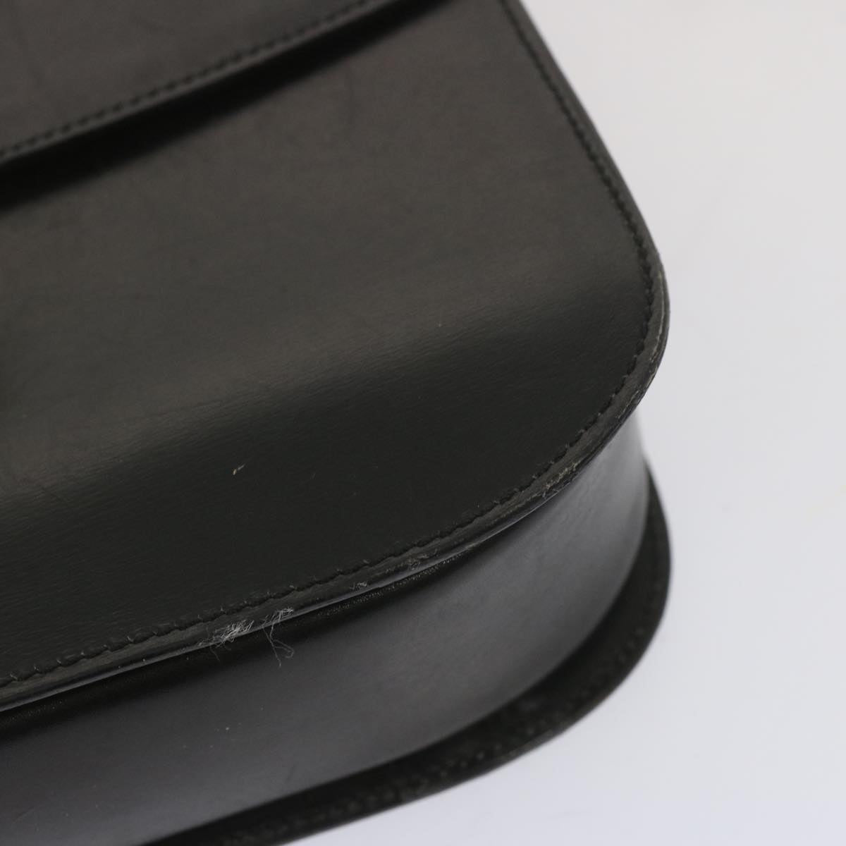 CELINE Circle Hand Bag Leather Black Auth bs12765
