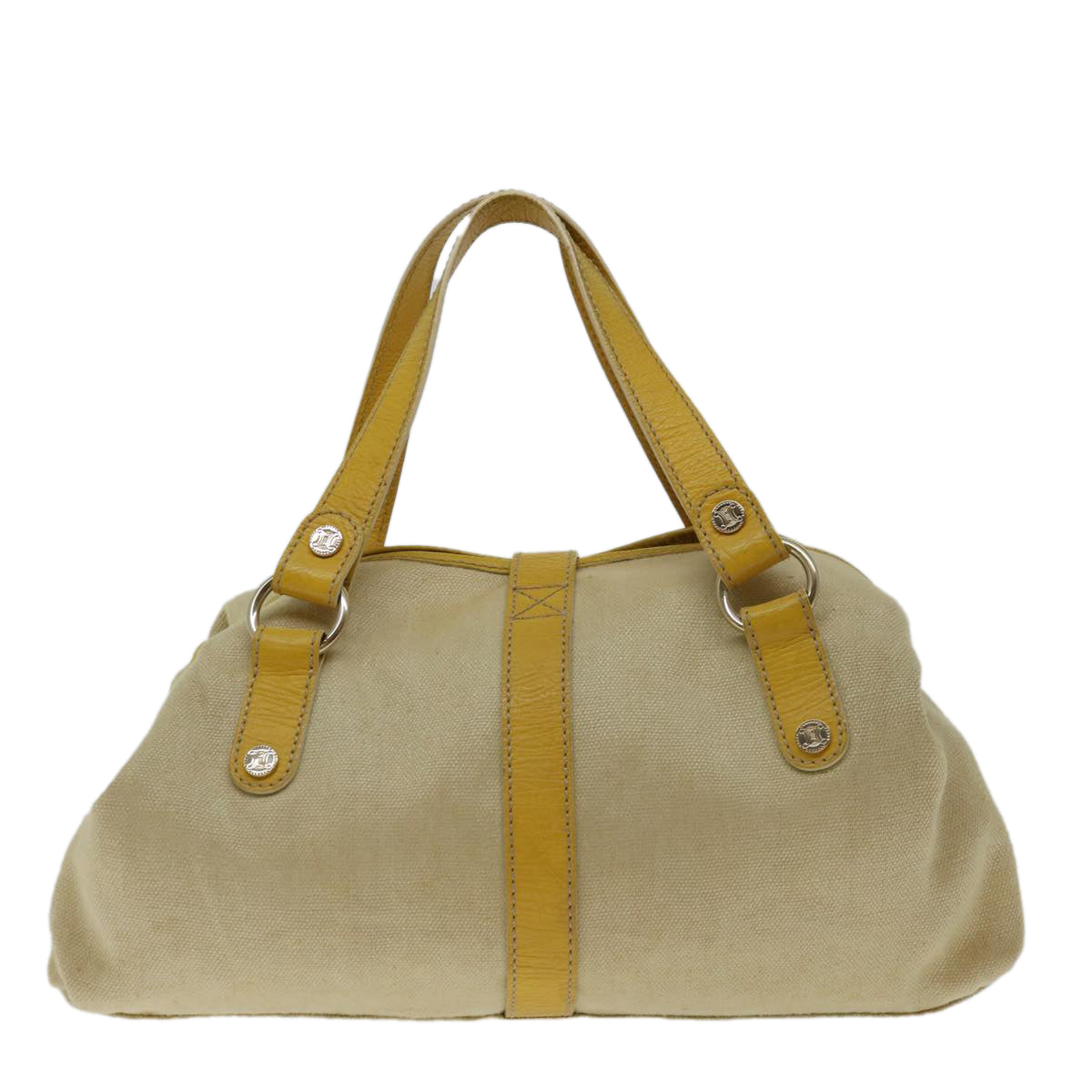 CELINE Hand Bag Canvas Yellow Auth bs12770