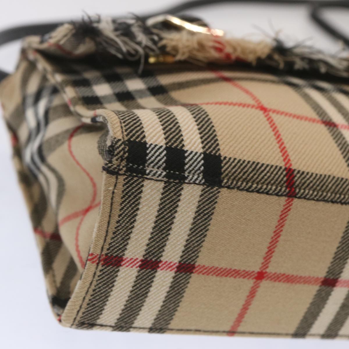 BURBERRY Nova Check Blue Label Shoulder Bag Canvas Beige Black Auth bs12771