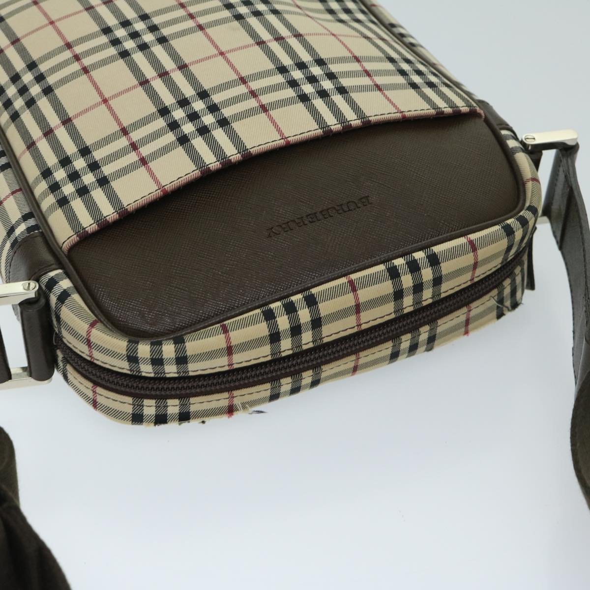 BURBERRY Nova Check Shoulder Bag Canvas Beige Brown Auth bs12772