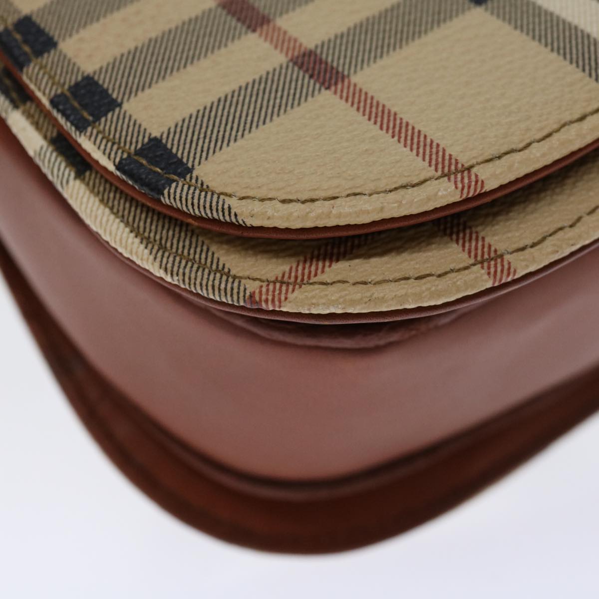 Burberrys Nova Check Shoulder Bag PVC Beige Brown Auth bs12773