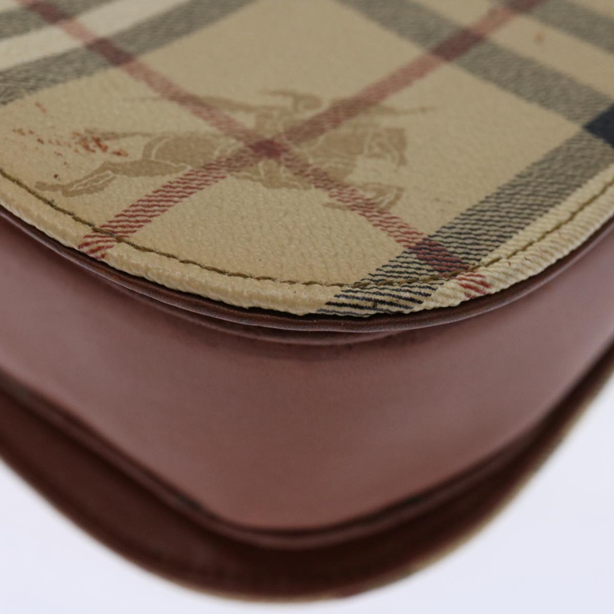 Burberrys Nova Check Shoulder Bag PVC Beige Brown Auth bs12773