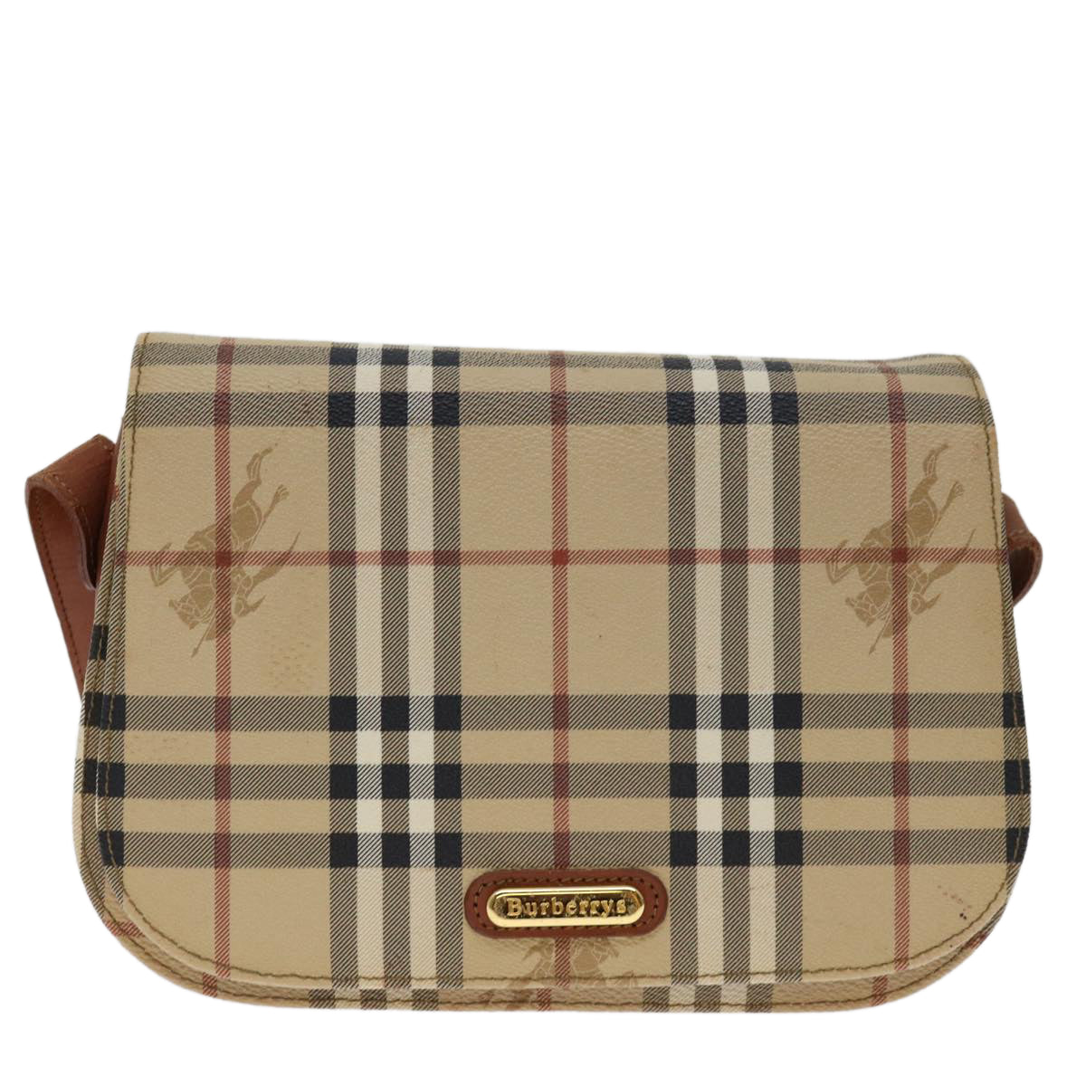 Burberrys Nova Check Shoulder Bag PVC Beige Brown Auth bs12773 - 0
