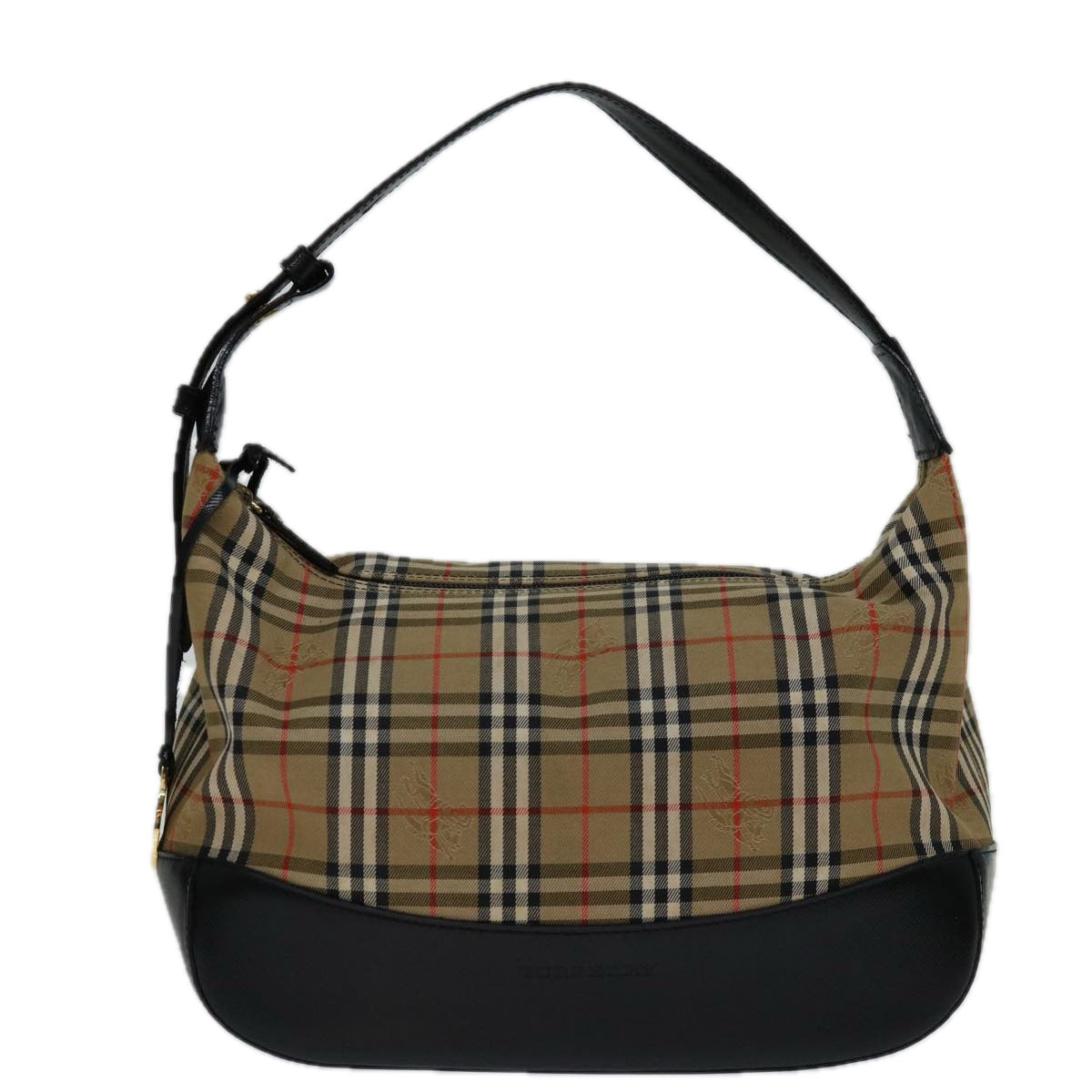 BURBERRY Nova Check Shoulder Bag Canvas Beige Black Auth bs12775