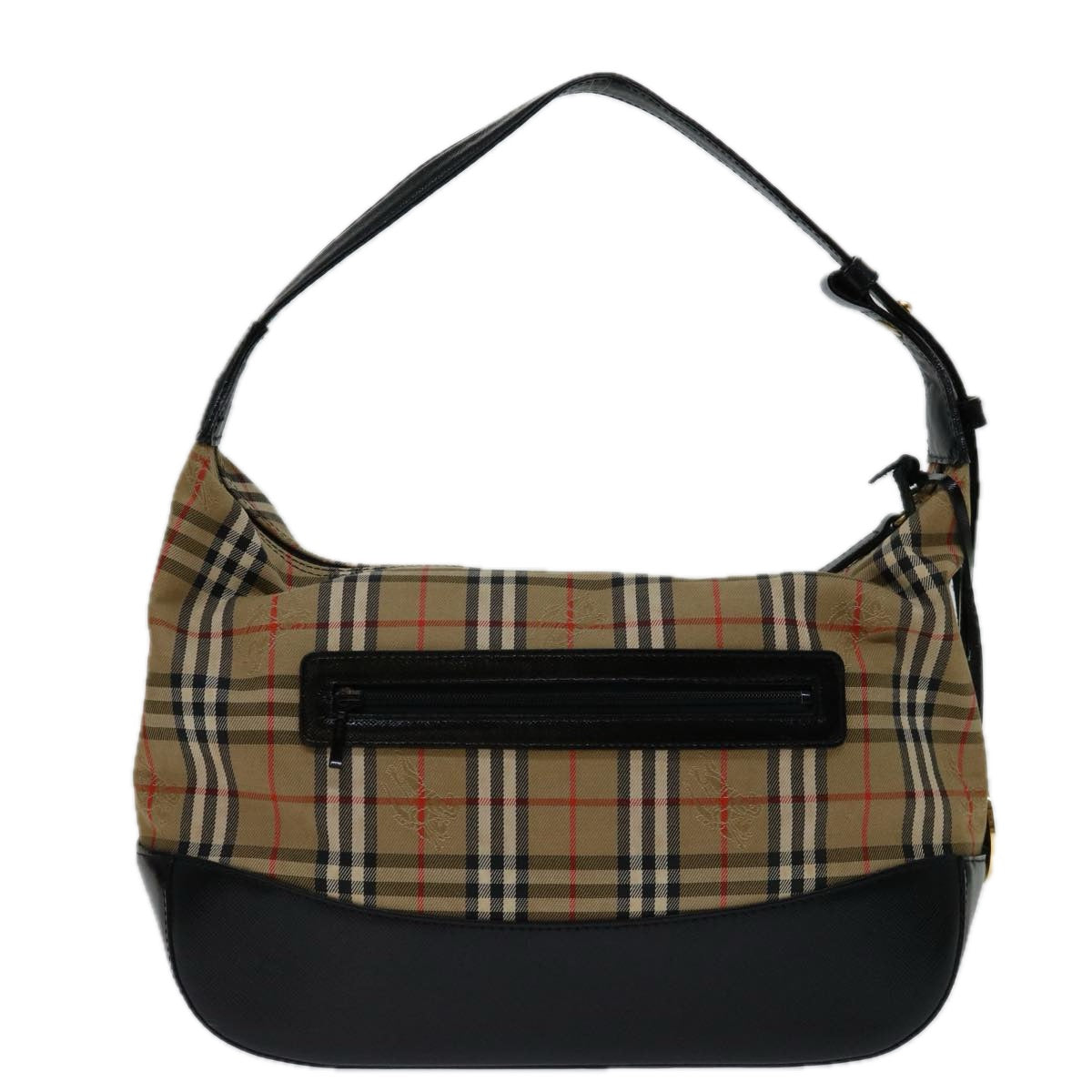 BURBERRY Nova Check Shoulder Bag Canvas Beige Black Auth bs12775