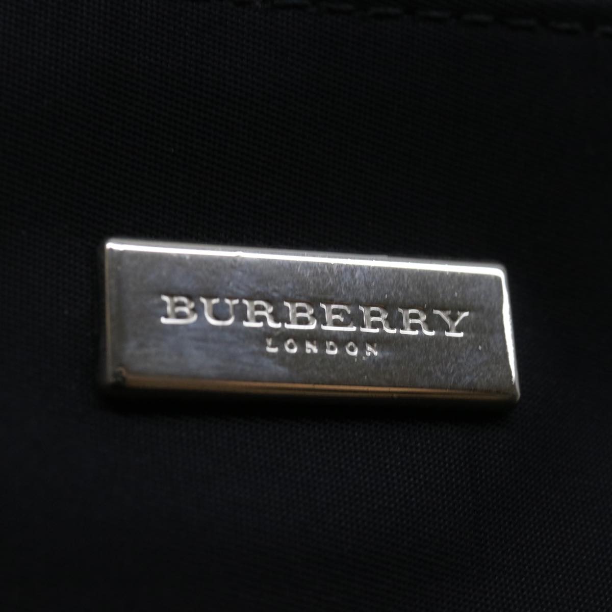 BURBERRY Nova Check Hand Bag Nylon Black Beige Auth bs12776