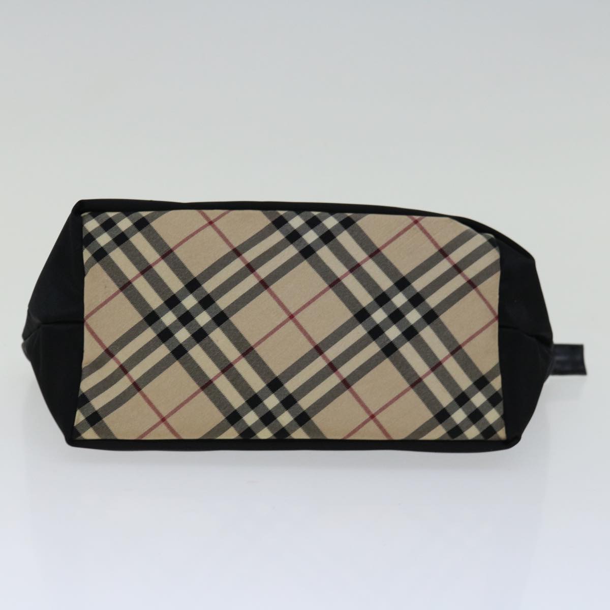 BURBERRY Nova Check Hand Bag Nylon Black Beige Auth bs12776