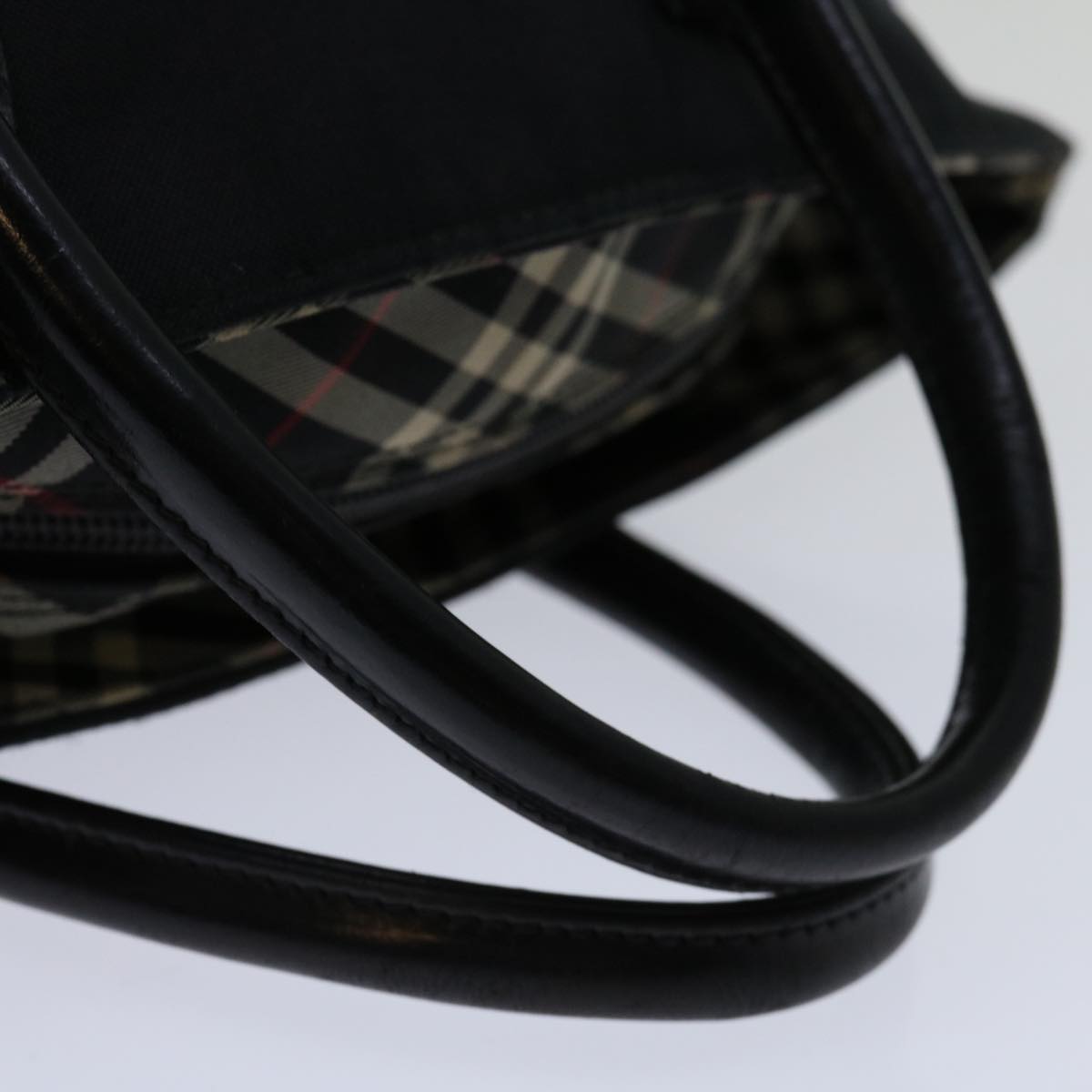 BURBERRY Nova Check Blue Label Hand Bag Nylon Black Auth bs12777