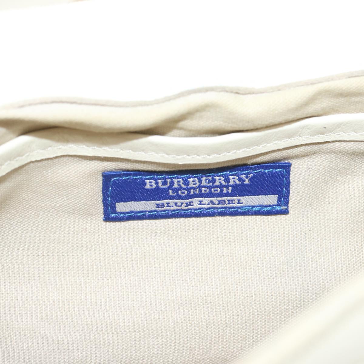 BURBERRY Nova Check Blue Label Shoulder Bag Canvas White Beige Auth bs12779