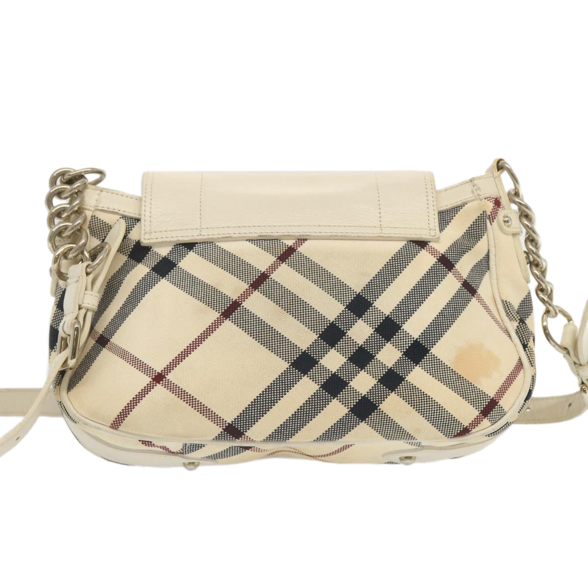 BURBERRY Nova Check Blue Label Shoulder Bag Canvas White Beige Auth bs12779 - 0