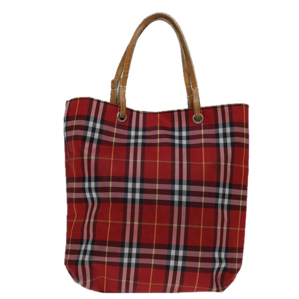 BURBERRY Nova Check Hand Bag Nylon Red Auth bs12782 - 0