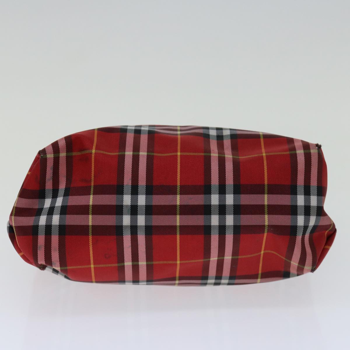 BURBERRY Nova Check Hand Bag Nylon Red Auth bs12782