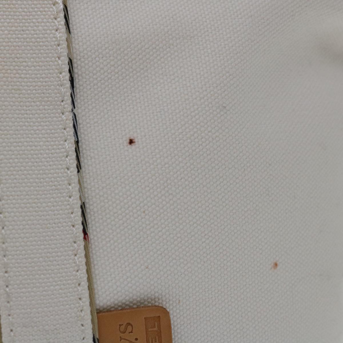 Burberrys Nova Check Blue Label Tote Bag Canvas White Beige Auth bs12787 - 0
