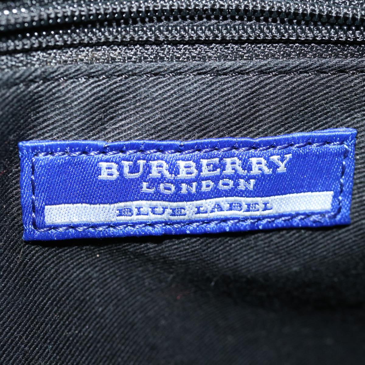 Burberrys Nova Check Blue Label Hand Bag Canvas Black White Auth bs12790