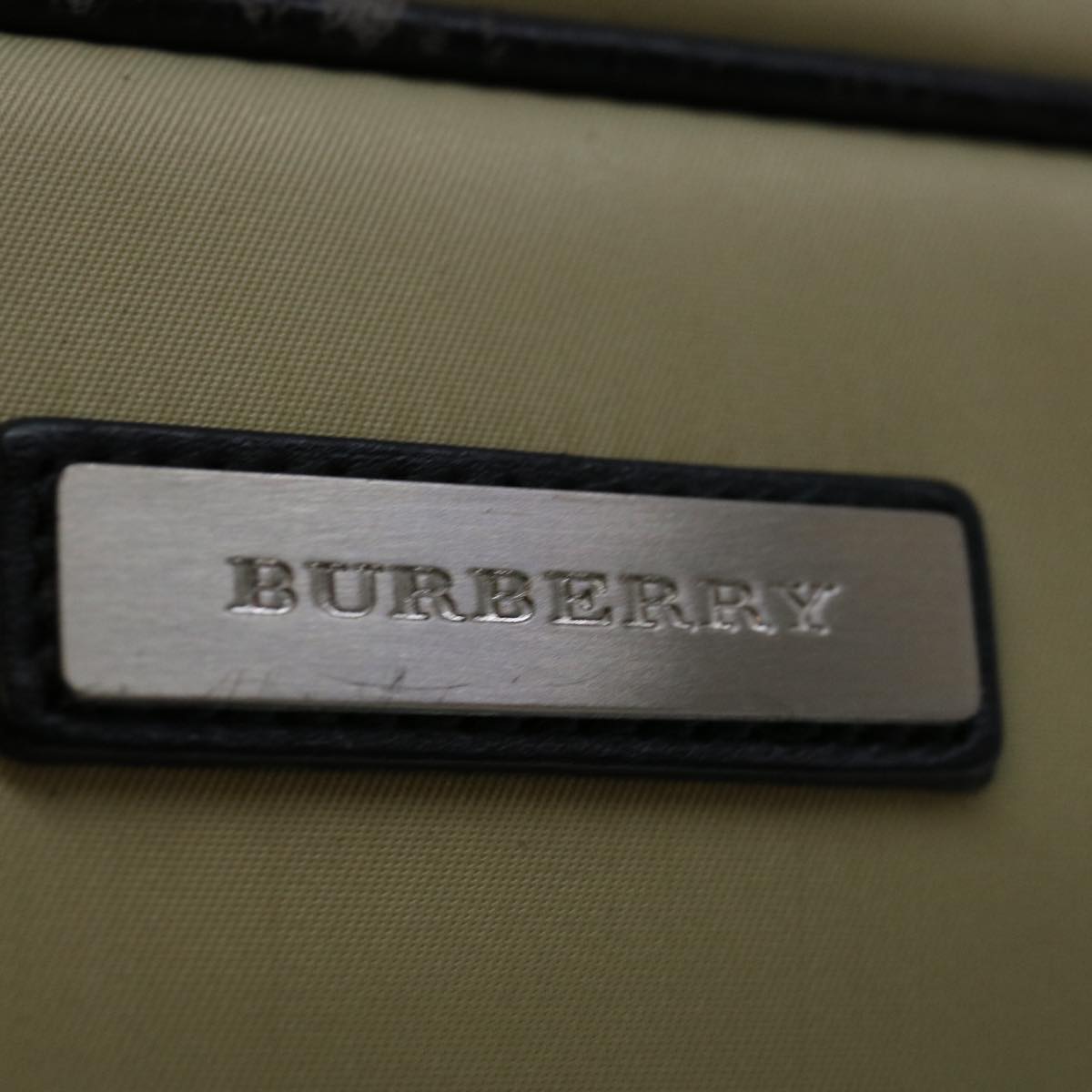 BURBERRY Clutch Bag Nylon Beige Black Auth bs12796