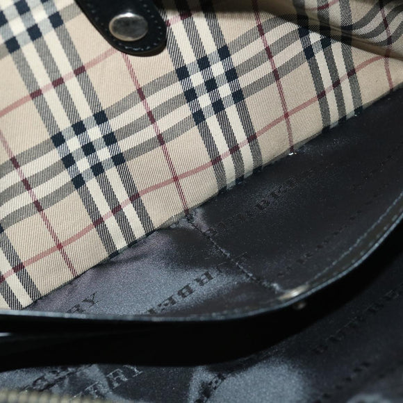 BURBERRY Clutch Bag Nylon Beige Black Auth bs12796