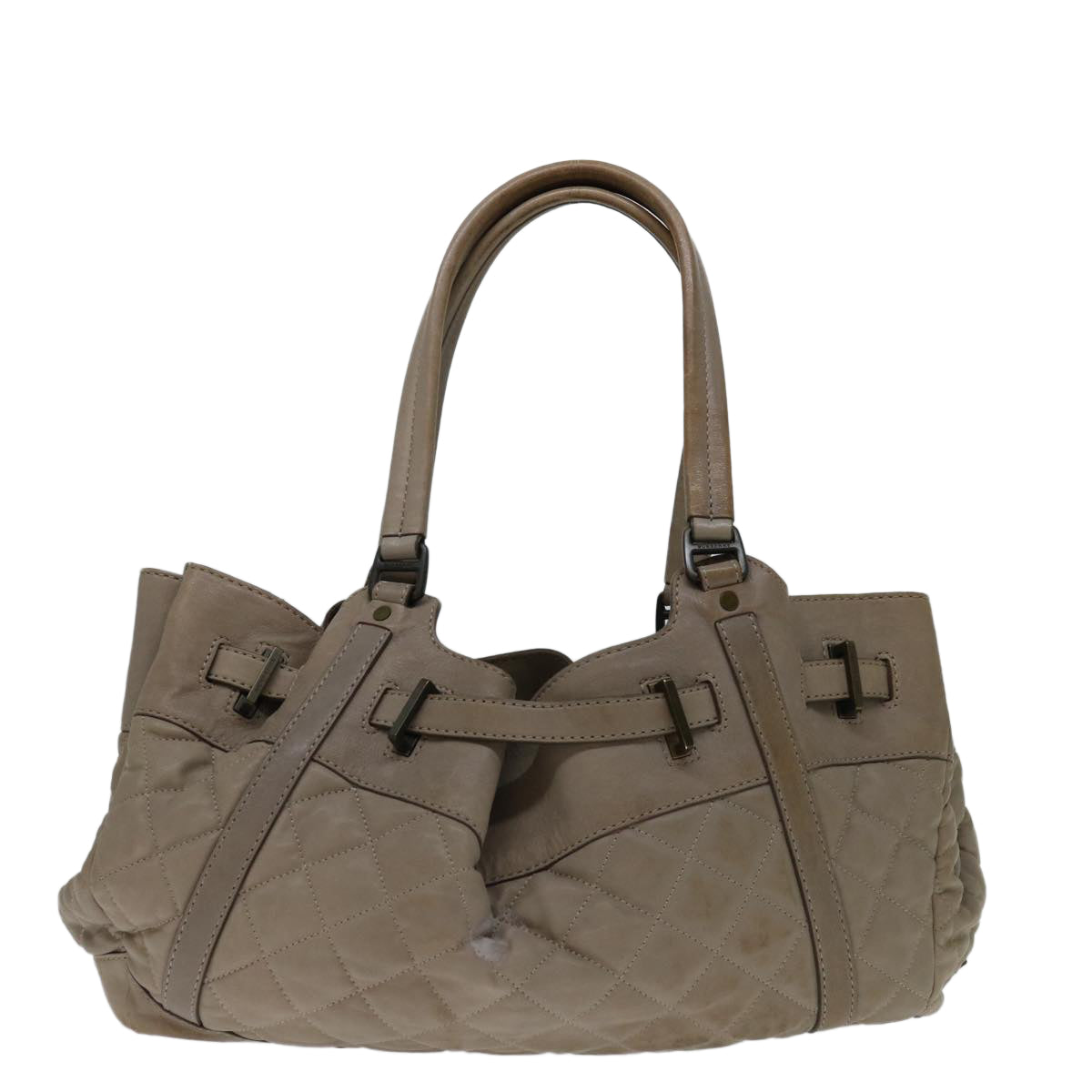 BURBERRY Hand Bag Leather Beige Auth bs12800 - 0