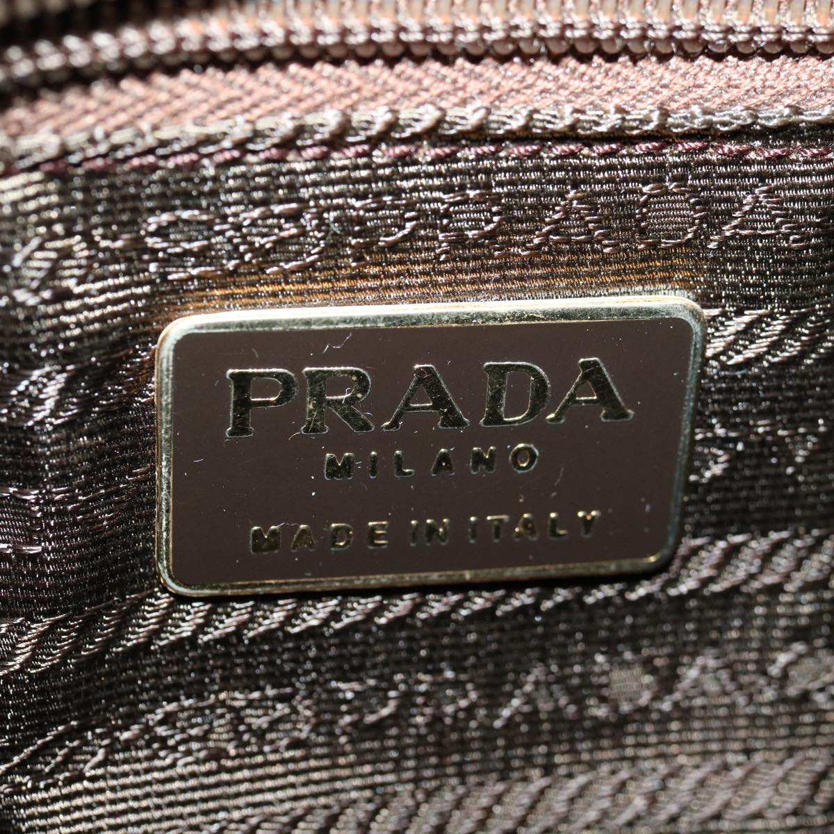 PRADA Hand Bag Nylon Leather Beige Brown Auth bs12806