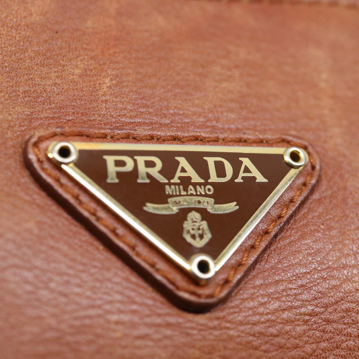 PRADA Pouch Leather Brown Auth bs12821