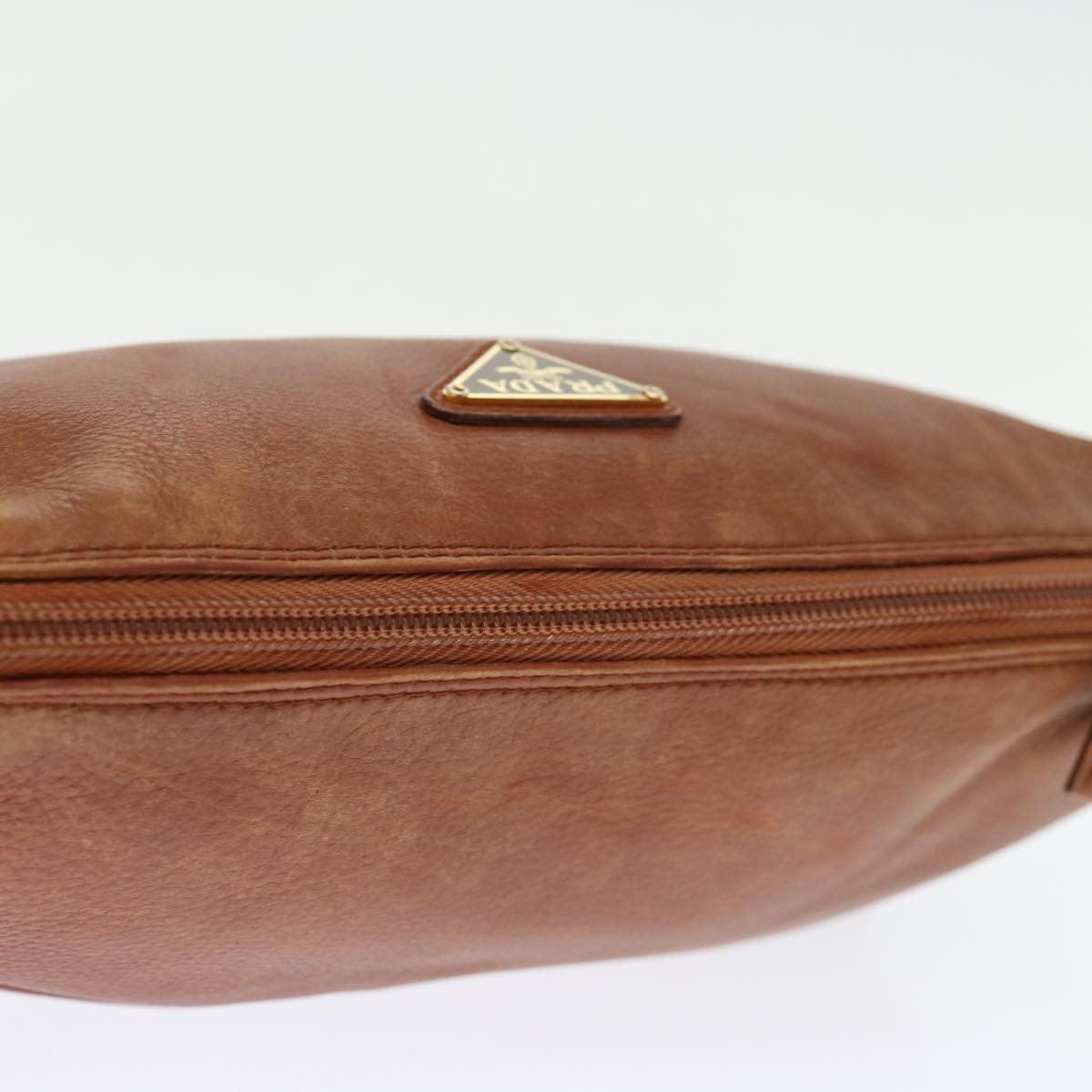 PRADA Pouch Leather Brown Auth bs12821